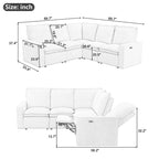 Canapé sectionnel en lin en forme de L avec 2 fauteuils inclinables électriques et port USB pour salon
