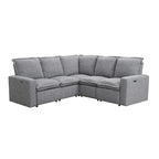 Canapé sectionnel en lin en forme de L avec 2 fauteuils inclinables électriques et port USB pour salon