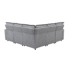 Canapé sectionnel en lin en forme de L avec 2 fauteuils inclinables électriques et port USB pour salon