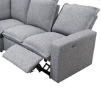 Canapé sectionnel en lin en forme de L avec 2 fauteuils inclinables électriques et port USB pour salon