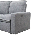 Canapé sectionnel en lin en forme de L avec 2 fauteuils inclinables électriques et port USB pour salon