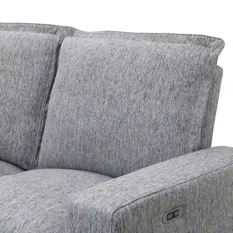Canapé sectionnel en lin en forme de L avec 2 fauteuils inclinables électriques et port USB pour salon