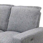 Canapé sectionnel en lin en forme de L avec 2 fauteuils inclinables électriques et port USB pour salon