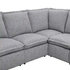 Canapé sectionnel en lin en forme de L avec 2 fauteuils inclinables électriques et port USB pour salon
