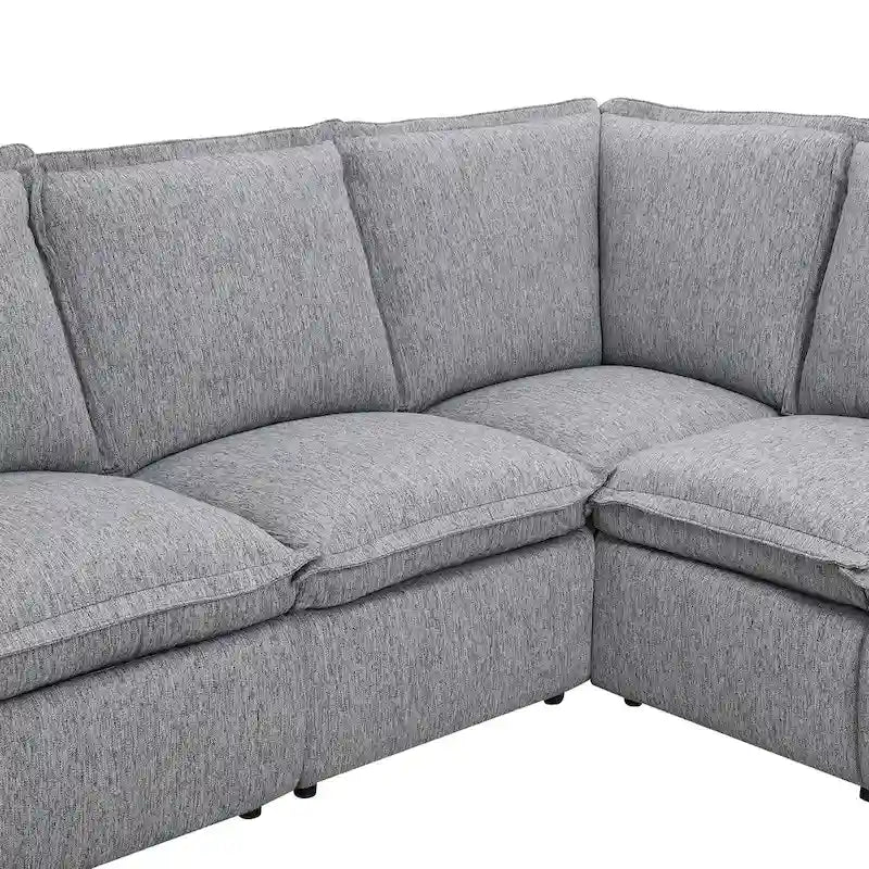 Canapé sectionnel en lin en forme de L avec 2 fauteuils inclinables électriques et port USB pour salon