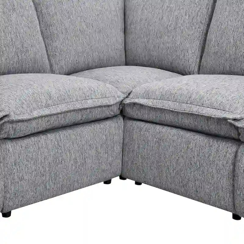 Canapé sectionnel en lin en forme de L avec 2 fauteuils inclinables électriques et port USB pour salon