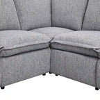 Canapé sectionnel en lin en forme de L avec 2 fauteuils inclinables électriques et port USB pour salon