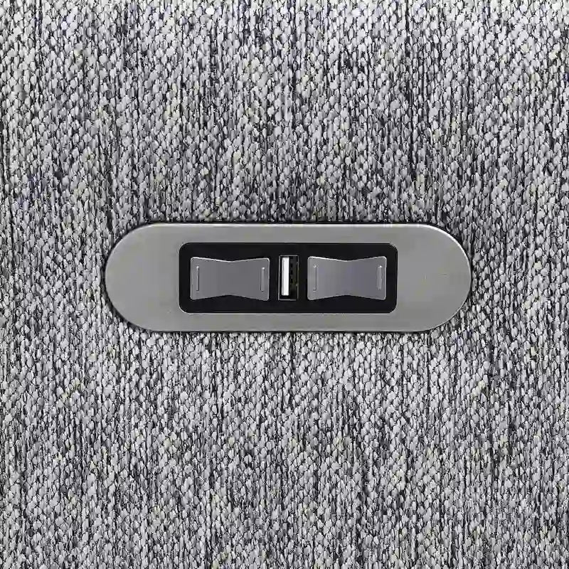 Canapé sectionnel en lin en forme de L avec 2 fauteuils inclinables électriques et port USB pour salon