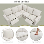 Canapé sectionnel en lin en forme de L avec 2 fauteuils inclinables électriques et port USB pour salon