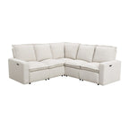 Canapé sectionnel en lin en forme de L avec 2 fauteuils inclinables électriques et port USB pour salon