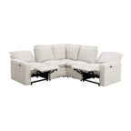Canapé sectionnel en lin en forme de L avec 2 fauteuils inclinables électriques et port USB pour salon