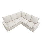 Canapé sectionnel en lin en forme de L avec 2 fauteuils inclinables électriques et port USB pour salon