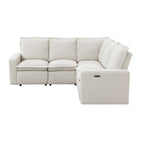Canapé sectionnel en lin en forme de L avec 2 fauteuils inclinables électriques et port USB pour salon