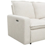 Canapé sectionnel en lin en forme de L avec 2 fauteuils inclinables électriques et port USB pour salon