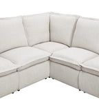 Canapé sectionnel en lin en forme de L avec 2 fauteuils inclinables électriques et port USB pour salon