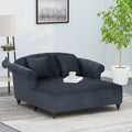 Causeuse capitonnée anthracite 66 avec chaise longue et pieds en bouleau