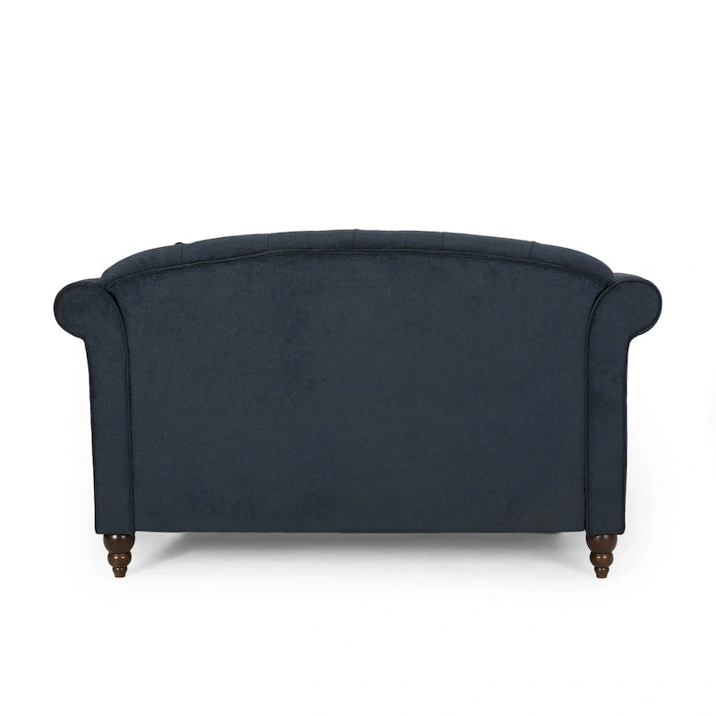 Causeuse capitonnée anthracite 66 avec chaise longue et pieds en bouleau