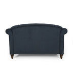 Causeuse capitonnée anthracite 66 avec chaise longue et pieds en bouleau