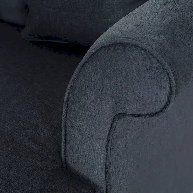 Causeuse capitonnée anthracite 66 avec chaise longue et pieds en bouleau