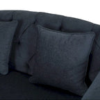 Causeuse capitonnée anthracite 66 avec chaise longue et pieds en bouleau