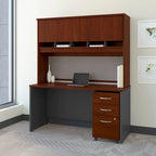 Bureau de 60 W avec huche et tiroirs – Poste de travail et de rangement pour bureau à domicile
