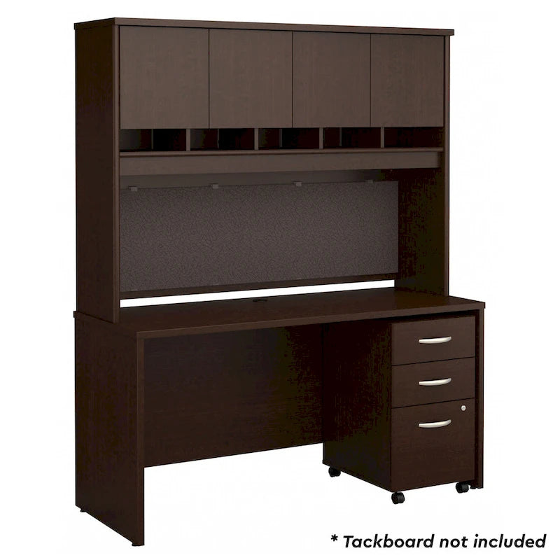 Bureau de 60 W avec huche et tiroirs – Poste de travail et de rangement pour bureau à domicile
