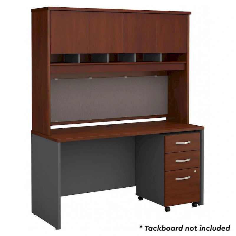 Bureau de 60 W avec huche et tiroirs – Poste de travail et de rangement pour bureau à domicile