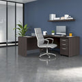 Bureau d'angle en L 66W avec tiroirs – Poste de travail à domicile avec rangement