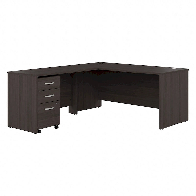 Bureau d'angle en L 66W avec tiroirs – Poste de travail à domicile avec rangement