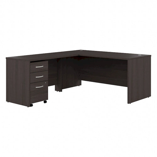 Bureau d'angle en L 66W avec tiroirs – Poste de travail à domicile avec rangement
