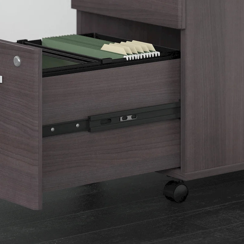 Bureau d'angle en L 66W avec tiroirs – Poste de travail à domicile avec rangement