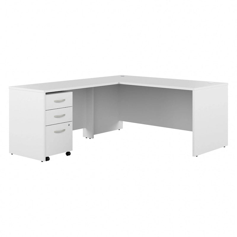 Bureau d'angle en L 66W avec tiroirs – Poste de travail à domicile avec rangement