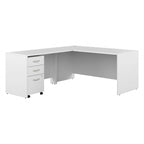 Bureau d'angle en L 66W avec tiroirs – Poste de travail à domicile avec rangement
