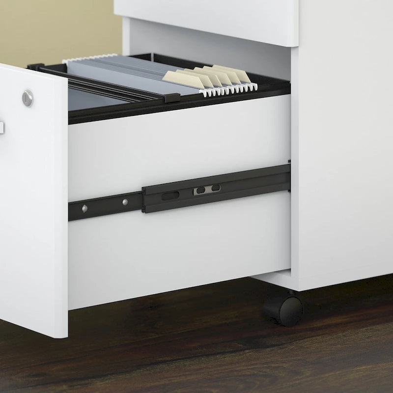 Bureau d'angle en L 66W avec tiroirs – Poste de travail à domicile avec rangement