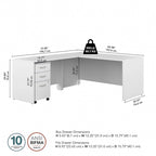 Bureau d'angle en L 66W avec tiroirs – Poste de travail à domicile avec rangement