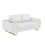 HomeRoots Canapé deux places 72 po en cuir véritable blanc et doré