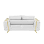 HomeRoots Canapé deux places 72 po en cuir véritable blanc et doré