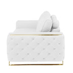 HomeRoots Canapé deux places 72 po en cuir véritable blanc et doré