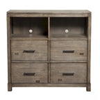 Meuble TV HomeRoots 42 en bois massif marron à étagères ouvertes - 40 x 41.5 x 18