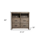 Meuble TV HomeRoots 42 en bois massif marron à étagères ouvertes - 40 x 41.5 x 18