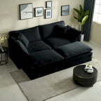 Canapé-lit sectionnel modulaire 4 pièces en chenille avec pouf