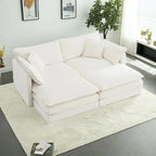 Canapé-lit sectionnel modulaire 4 pièces en chenille avec pouf