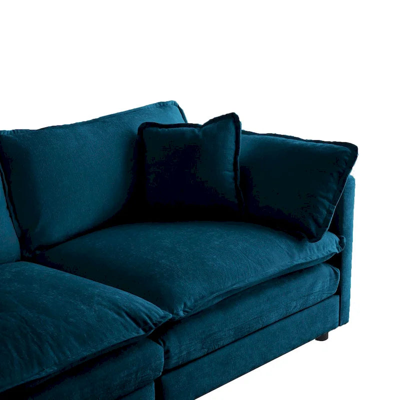 Canapé-lit sectionnel modulaire 4 pièces en chenille avec pouf