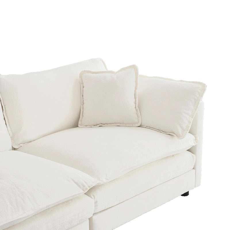 Canapé-lit sectionnel modulaire 4 pièces en chenille avec pouf