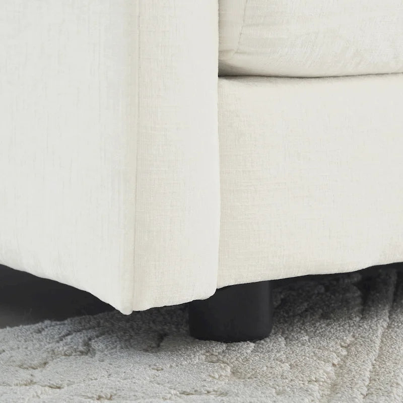 Canapé-lit sectionnel modulaire 4 pièces en chenille avec pouf