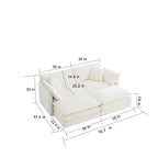 Canapé-lit sectionnel modulaire 4 pièces en chenille avec pouf