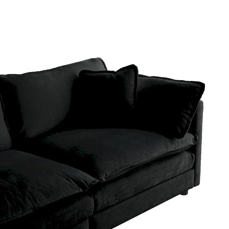 Canapé-lit sectionnel modulaire 4 pièces en chenille avec pouf
