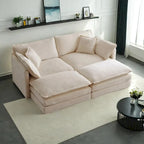 Canapé-lit sectionnel modulaire 4 pièces en chenille avec pouf