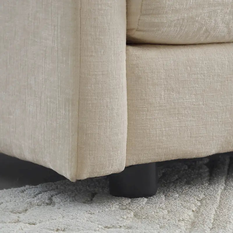 Canapé-lit sectionnel modulaire 4 pièces en chenille avec pouf