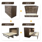 Lit escamotable grand format style ferme avec station de charge et grand tiroir de rangement